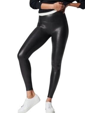 Spanx Stylish Black Faux Leather Leggings XL